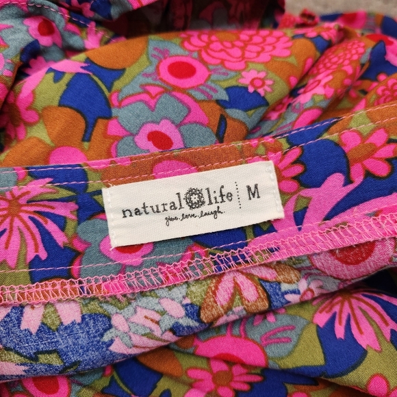 Natural Life Rust Orchid Pink Floral Berkley Tiered Maxi Dress Women Size Medium - Picture 4 of 8